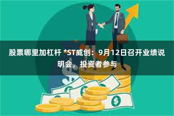 股票哪里加杠杆 *ST威创：9月12日召开业绩说明会，投资者参与